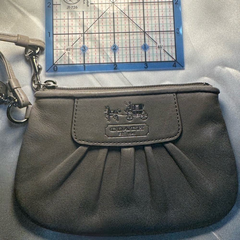 Coach Dove Gray Pleated Wristlet